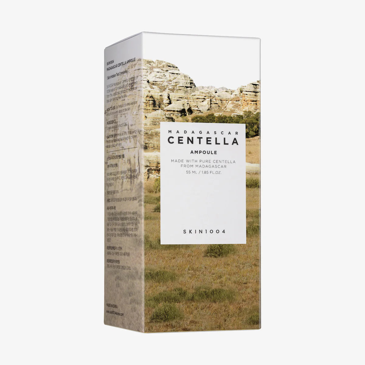 Die Verpackung des Produktes, mit auf gedruckter Wüstenlandschaft.